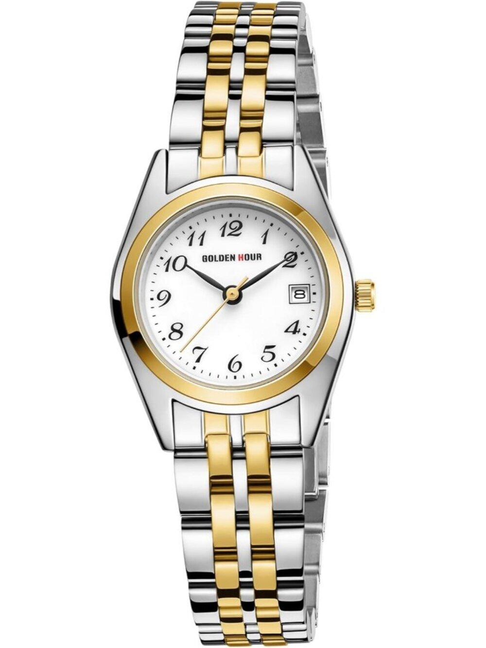 Womens Silver Gold Analog Quartz Stainless Steel Band Easy Reader Bracelet Watch